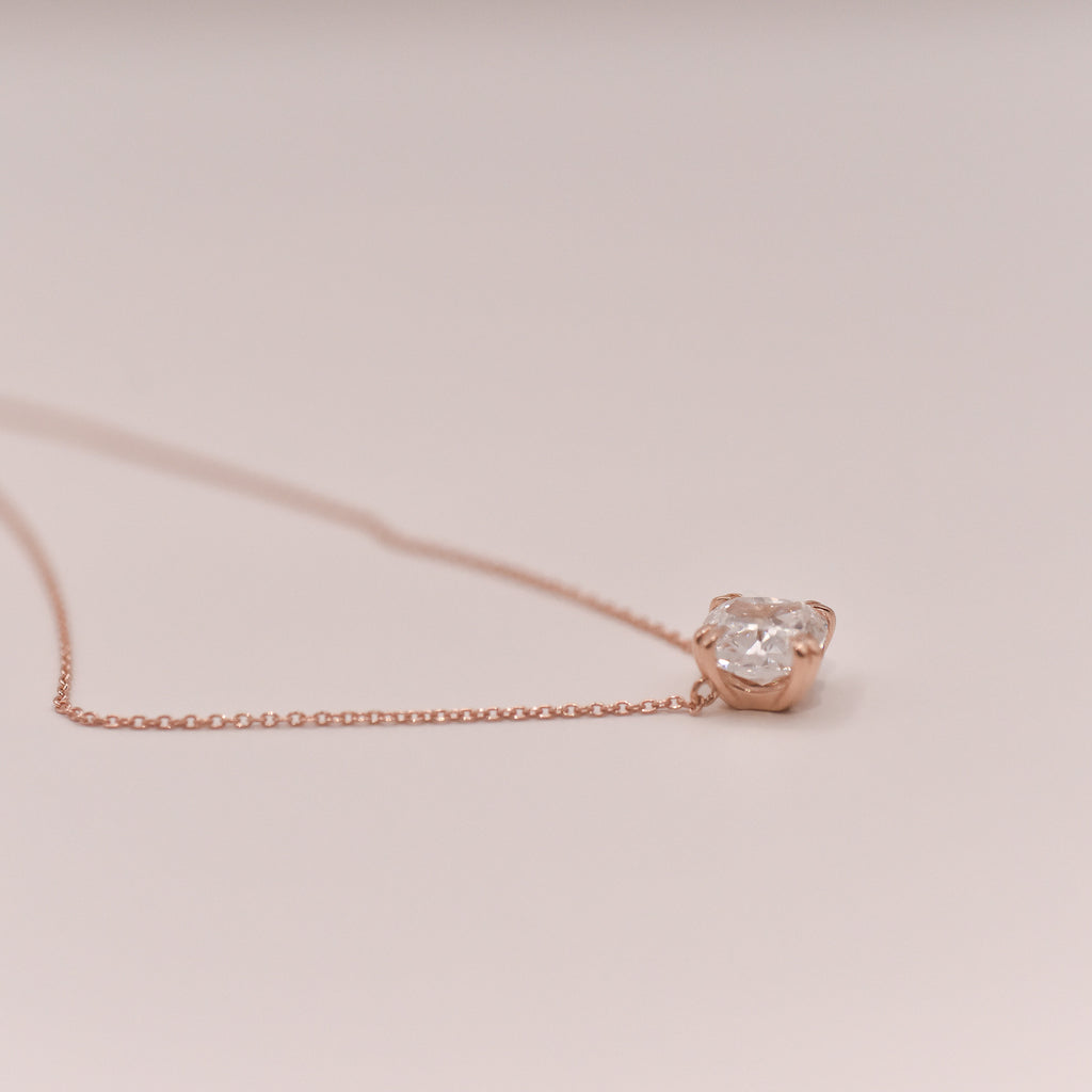 ÉCLAT CÉLESTE square cushion diamond solitaire necklace, image 1